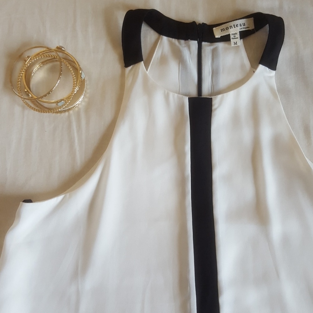Monteau White and Black Halter Top